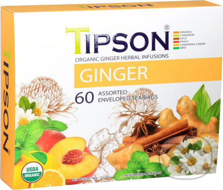 Kávy a čaje: TIPSON BIO Ginger Assorted 60x1,5g (Bio - Racio). Bio - Racio, 2023 Kávy a čaje: TIPSON BIO Ginger Assorted 60x1,5g (Bio - Racio). Bio - Racio, 2023