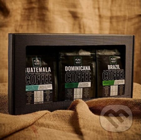 Kávy a čaje: Darčekový set zrnkových odrodových káv 3x 200g Guatemala, Dominicana, Brazil (Pure Way). Pure Way Kávy a čaje: Darčekový set zrnkových odrodových káv 3x 200g Guatemala, Dominicana, Brazil (Pure Way). Pure Way