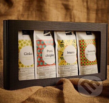Kávy a čaje: Darčekový set: sypané čaje HERBAL- Ginko, Proti Chrípke, Imuno, Samurai (Pure Way). Pure Way Kávy a čaje: Darčekový set: sypané čaje HERBAL- Ginko, Proti Chrípke, Imuno, Samurai (Pure Way). Pure Way