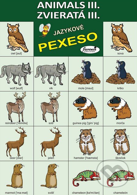 Jazykové pexeso: Animals III. / Zvieratá III. (Juvenia Education Studio). Juvenia Education Studio, 2016 Jazykové pexeso: Animals III. / Zvieratá III. (Juvenia Education Studio). Juvenia Education Studio, 2016