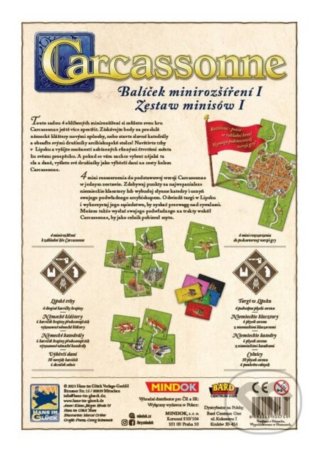 Spoločenská hra: Carcassonne: Balíček minirozšíření I (Klaus-Jürgen Wrede). Mindok, 2024 Spoločenská hra: Carcassonne: Balíček minirozšíření I (Klaus-Jürgen Wrede). Mindok, 2024