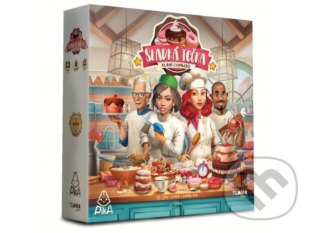 Společenská hra: Sladká tečka: klání cukrářů (Jonny Pac). Tlama games, 2024 Společenská hra: Sladká tečka: klání cukrářů (Jonny Pac). Tlama games, 2024