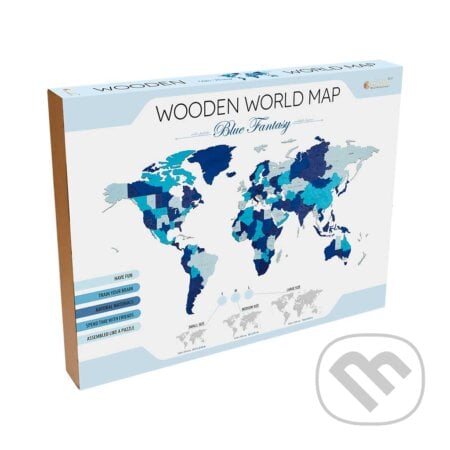 Svetová mapa Blue Fantasy (veľkosť M), ECO WOOD ART