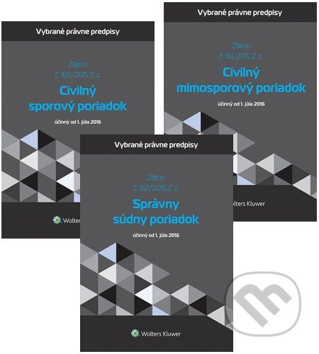 Kniha: Civilný sporový poriadok + Civilný mimosporový poriadok + Správny súdny poriadok (Wolters Kluwer). Wolters Kluwer Kniha: Civilný sporový poriadok + Civilný mimosporový poriadok + Správny súdny poriadok (Wolters Kluwer). Wolters Kluwer