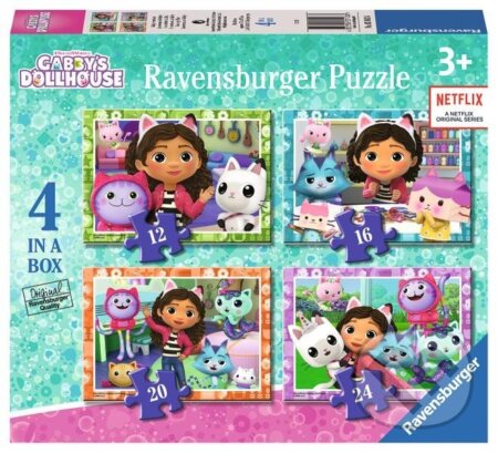 Puzzle: Gabby´s Dollhouse 4v1 (Ravensburger). Ravensburger, 2024 Puzzle: Gabby´s Dollhouse 4v1 (Ravensburger). Ravensburger, 2024