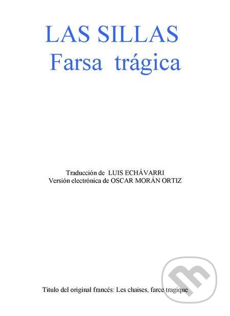 E-kniha: Las sillas (Eugene Ionesco). Quadrom E-kniha: Las sillas (Eugene Ionesco). Quadrom