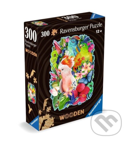 Puzzle: Dřevěné puzzle Barevní papoušci (Ravensburger). Ravensburger, 2024 Puzzle: Dřevěné puzzle Barevní papoušci (Ravensburger). Ravensburger, 2024
