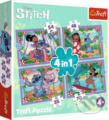 Puzzle: Lilo&Stitch: Bláznivý deň 4v1 (Trefl). Trefl, 2024 Puzzle: Lilo&Stitch: Bláznivý deň 4v1 (Trefl). Trefl, 2024