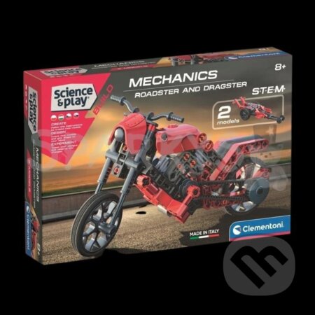 Spoločenská hra: Mechanická laboratoř Roadster a Dragster 2v1 (Clementoni). Clementoni, 2024 Spoločenská hra: Mechanická laboratoř Roadster a Dragster 2v1 (Clementoni). Clementoni, 2024