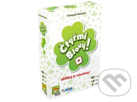Společenská hra: Čtyřmi slovy! (Romain Francois). Tlama games, 2024 Společenská hra: Čtyřmi slovy! (Romain Francois). Tlama games, 2024
