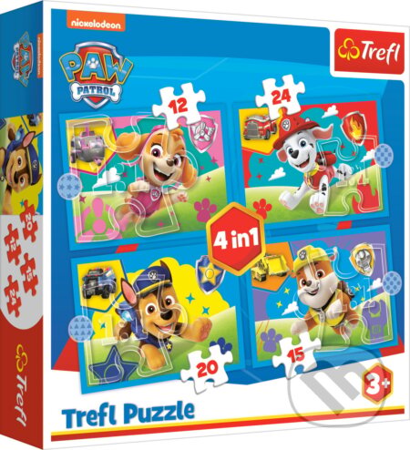 Puzzle: Trefl Puzzle 4v1 - Šteniatka v behu / Viacom PAW Patrol (Trefl). Trefl, 2024 Puzzle: Trefl Puzzle 4v1 - Šteniatka v behu / Viacom PAW Patrol (Trefl). Trefl, 2024