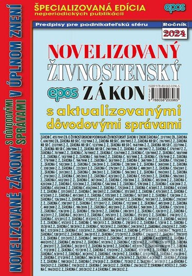 Kniha: Novelizovaný Živnostenský zákon 2024 (Epos). Epos, 2024 Kniha: Novelizovaný Živnostenský zákon 2024 (Epos). Epos, 2024