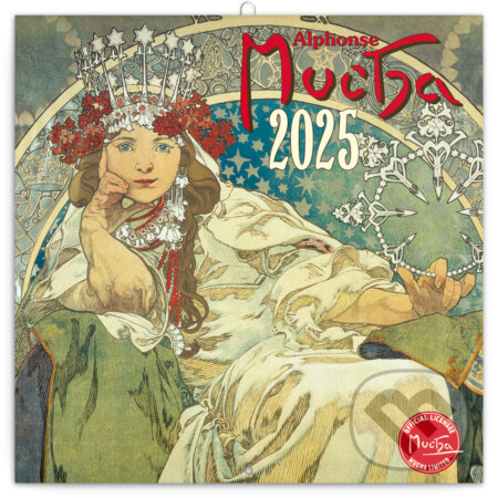 Poznámkový nástenný kalendár Alfons Mucha 2025, Notique, 2024