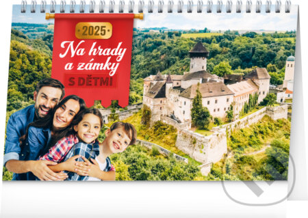 Stolový kalendár S deťmi na hrady a zámky 2025, 23,1 × 14,5 cm, Notique, 2024