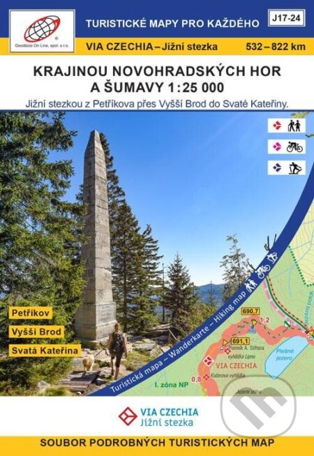 VIA CZECHIA - Jižní stezka, BOX 3, Krajinou Novohradských hor a Šumavy 1 : 25 000 (Geodezie On Line). Geodezie On Line, 2024 VIA CZECHIA - Jižní stezka, BOX 3, Krajinou Novohradských hor a Šumavy 1 : 25 000 (Geodezie On Line). Geodezie On Line, 2024