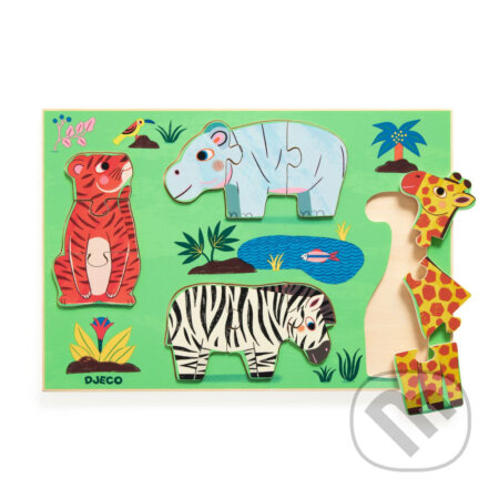 Puzzle: Zvieratká savany (Coucou Tiger): Puzzle vkladacie drevené (Djeco). Djeco, 2024 Puzzle: Zvieratká savany (Coucou Tiger): Puzzle vkladacie drevené (Djeco). Djeco, 2024