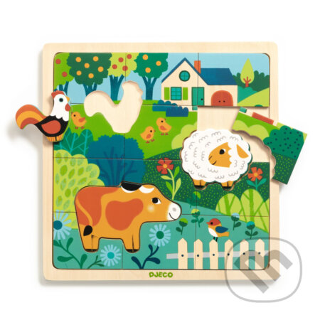 Na farme: drevené puzzle, Djeco, 2024