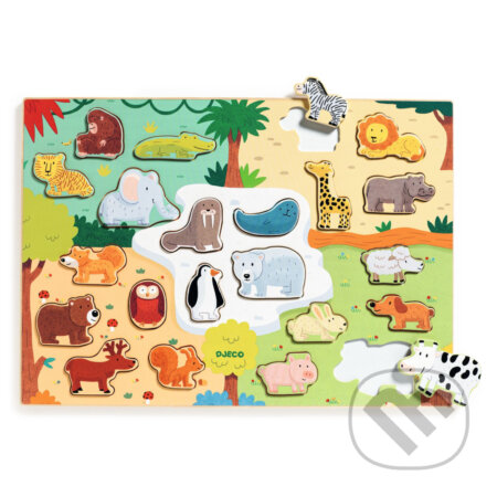 Zvieratká sveta: puzzle drevené, Djeco, 2024