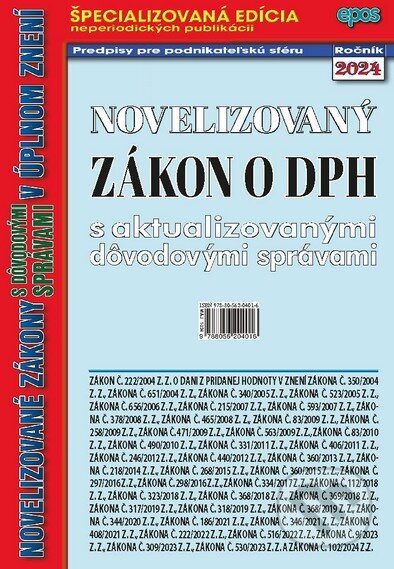 Kniha: Novelizovaný zákon o DPH (Epos). Epos, 2024 Kniha: Novelizovaný zákon o DPH (Epos). Epos, 2024
