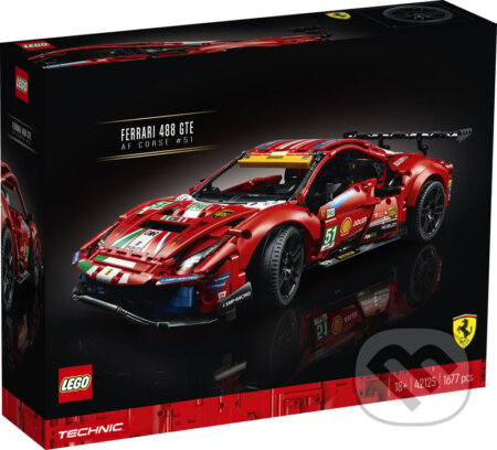 Spoločenská hra: LEGO® Technic 42125 Ferrari 488 GTE „AF Corse #51” (LEGO). LEGO, 2024 Spoločenská hra: LEGO® Technic 42125 Ferrari 488 GTE „AF Corse #51” (LEGO). LEGO, 2024