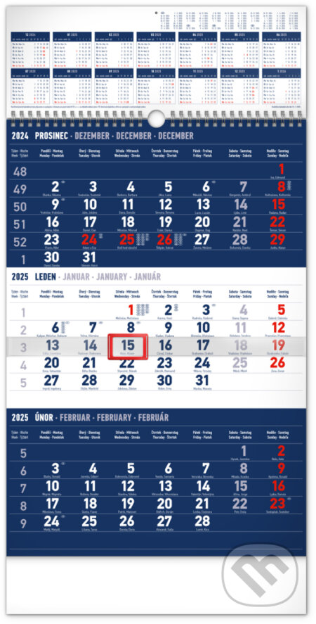 NOTIQUE Nástěnný kalendář 3měsíční standard modrý – s ročním přehledem 2025 (Notique). Notique, 2024 NOTIQUE Nástěnný kalendář 3měsíční standard modrý – s ročním přehledem 2025 (Notique). Notique, 2024