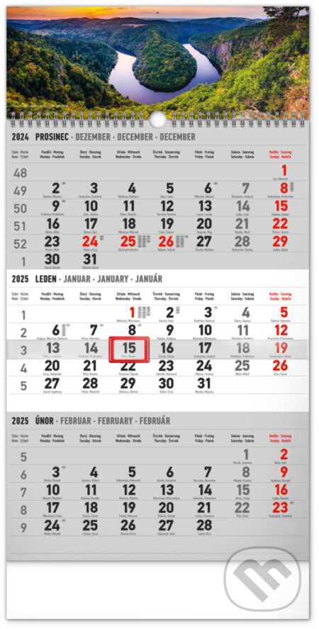 NOTIQUE Nástěnný kalendář 3měsíční Krajina 2025 – šedý (Notique). Notique, 2024 NOTIQUE Nástěnný kalendář 3měsíční Krajina 2025 – šedý (Notique). Notique, 2024