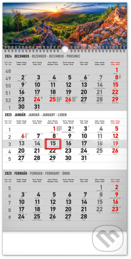 NOTIQUE Nástenný kalendár 3-mesačný Krajina 2025 - sivý (Notique). Notique, 2024 NOTIQUE Nástenný kalendár 3-mesačný Krajina 2025 - sivý (Notique). Notique, 2024