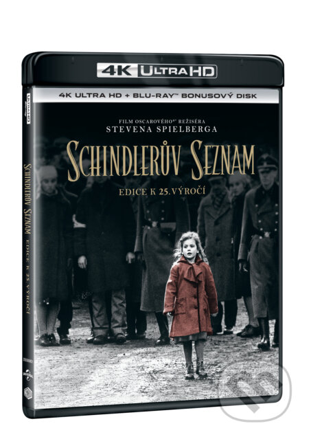 Film: Schindlerův seznam výroční edice 25 let Ultra HD Blu-ray (Steven Spielberg) (UltraHDBlu-ray). Magicbox, 2024 Film: Schindlerův seznam výroční edice 25 let Ultra HD Blu-ray (Steven Spielberg) (UltraHDBlu-ray). Magicbox, 2024