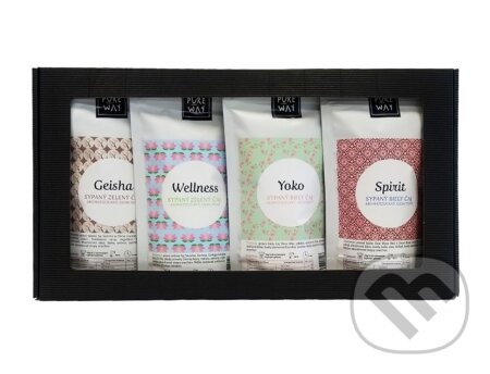 Kávy a čaje: Darčekový set: sypané čaje WELLNESS - Geisha, Wellness, Yoko, Spirit (Pure Way). Pure Way Kávy a čaje: Darčekový set: sypané čaje WELLNESS - Geisha, Wellness, Yoko, Spirit (Pure Way). Pure Way