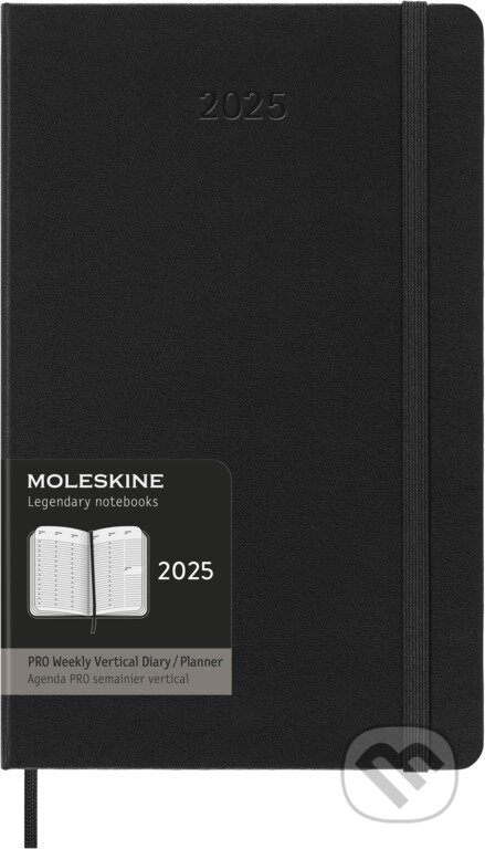 Moleskine – 12-mesačný vertikálny diár PRO 2025 - čierny (Moleskine). Moleskine, 2024 Moleskine – 12-mesačný vertikálny diár PRO 2025 - čierny (Moleskine). Moleskine, 2024