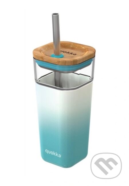 Quokka Skleněný cestovní hrnek s brčkem Liquid Cube: Teal Gradient 540ml (Quokka). Quokka Quokka Skleněný cestovní hrnek s brčkem Liquid Cube: Teal Gradient 540ml (Quokka). Quokka