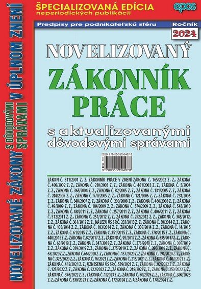 Kniha: Novelizovaný Zákoník práce (Epos). Epos, 2024 Kniha: Novelizovaný Zákoník práce (Epos). Epos, 2024