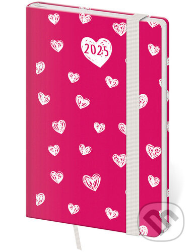 Kapesní diář 2025 Vario Hearts s gumičkou (Helma). Helma, 2024 Kapesní diář 2025 Vario Hearts s gumičkou (Helma). Helma, 2024