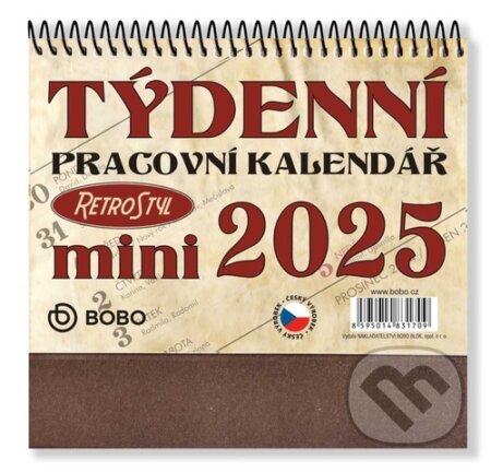 Pracovní kalendář 2025 Retro Mini - stolní kalendář (BOBO BLOK). BOBO BLOK, 2024 Pracovní kalendář 2025 Retro Mini - stolní kalendář (BOBO BLOK). BOBO BLOK, 2024