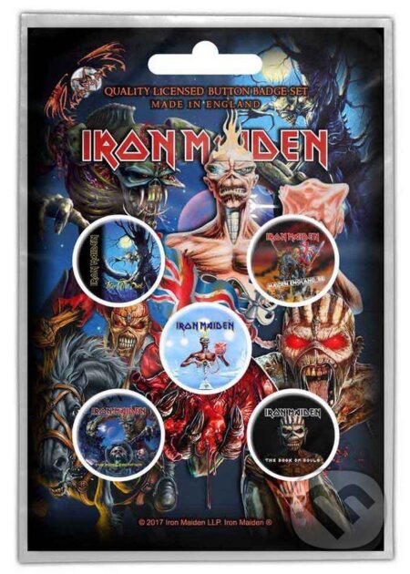 Set 5 odznakov Iron Maiden: Later Albums (Iron Maiden). Iron Maiden, 2024 Set 5 odznakov Iron Maiden: Later Albums (Iron Maiden). Iron Maiden, 2024
