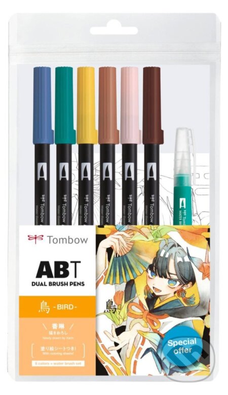 Tombow ABT sada oboustranných fixů Manga Bird 6 ks + vodní štětec (KALIA paper, s.r.o.). KALIA paper, s.r.o. Tombow ABT sada oboustranných fixů Manga Bird 6 ks + vodní štětec (KALIA paper, s.r.o.). KALIA paper, s.r.o.