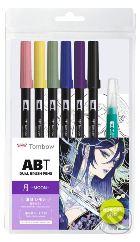 Tombow ABT sada oboustranných fixů Manga Moon 6 ks + vodní štětec (KALIA paper, s.r.o.). KALIA paper, s.r.o. Tombow ABT sada oboustranných fixů Manga Moon 6 ks + vodní štětec (KALIA paper, s.r.o.). KALIA paper, s.r.o.