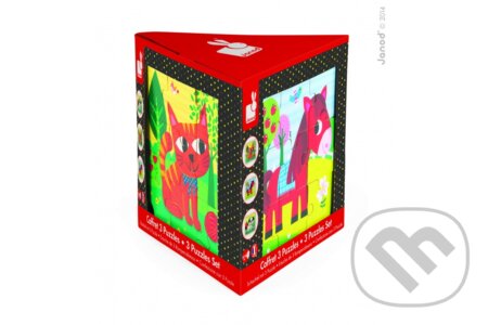 Puzzle: Janod Set 3 PUZZLE – kôň Tornado, pes Titus a mačka Félix (Janod). Janod, 2017 Puzzle: Janod Set 3 PUZZLE – kôň Tornado, pes Titus a mačka Félix (Janod). Janod, 2017