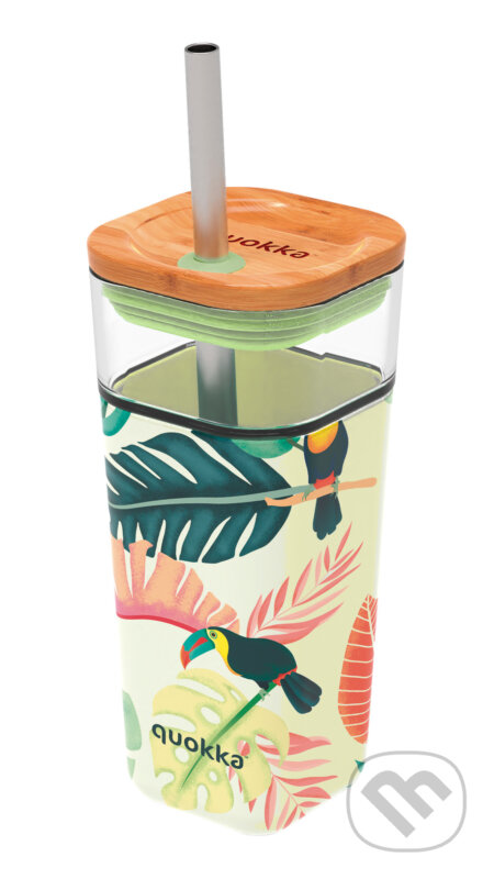 Sklenený cestovný hrnček so slamkou Liquid Cube Tropical Toucans 540 ml (Quokka). Quokka, 2024 Sklenený cestovný hrnček so slamkou Liquid Cube Tropical Toucans 540 ml (Quokka). Quokka, 2024