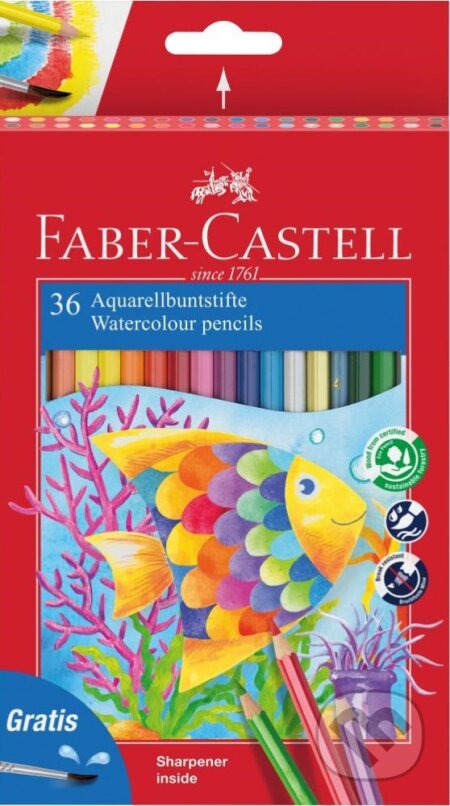 Pastelky akvarelové set 36 farebné + štetec (Faber-Castell). Faber-Castell Pastelky akvarelové set 36 farebné + štetec (Faber-Castell). Faber-Castell