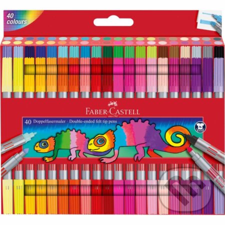 Popisovače Fibre-Tip obojstranné 40 farebné (Faber-Castell). Faber-Castell Popisovače Fibre-Tip obojstranné 40 farebné (Faber-Castell). Faber-Castell