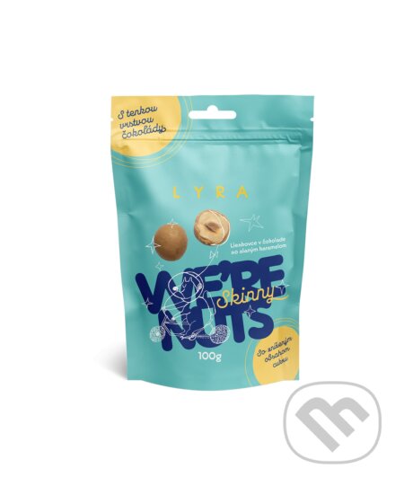 Kávy a čaje: WE´RE NUTS Lieskovce v čokoláde so slaným karamelom (Lyra). Lyra, 2024 Kávy a čaje: WE´RE NUTS Lieskovce v čokoláde so slaným karamelom (Lyra). Lyra, 2024