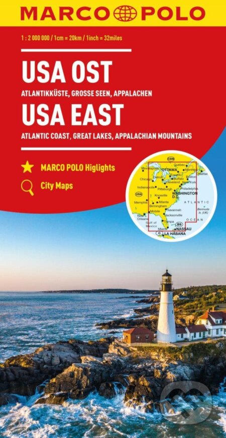 USA východ 1:2 000 000 - Pobřeží Atlantiku, Velká jezera, Pobřeží Atlantiku, Velká jezera / mapa (Marco Polo). Marco Polo, 2023 USA východ 1:2 000 000 - Pobřeží Atlantiku, Velká jezera, Pobřeží Atlantiku, Velká jezera / mapa (Marco Polo). Marco Polo, 2023