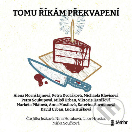 Audiokniha: Tomu říkám překvapení (Alena Mornštajnová, Anna Musilová, David Urban, Kateřina Surmanová, Lucie Hušková, Markéta Pilátová, Michaela Klevisová, Miloš Urban, Petra Dvořáková, Petra Soukupová a Viktorie Hanišová). Témbr, 2024 Audiokniha: Tomu říkám překvapení (Alena Mornštajnová, Anna Musilová, David Urban, Kateřina Surmanová, Lucie Hušková, Markéta Pilátová, Michaela Klevisová, Miloš Urban, Petra Dvořáková, Petra Soukupová a Viktorie Hanišová). Témbr, 2024