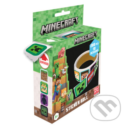 Minecraft samolepky kotúč 200 ks (Merch). Merch, 2024 Minecraft samolepky kotúč 200 ks (Merch). Merch, 2024