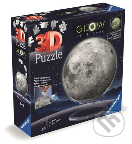 Puzzle: Puzzle-Ball Měsíc svítící ve tmě (Ravensburger). Ravensburger, 2024 Puzzle: Puzzle-Ball Měsíc svítící ve tmě (Ravensburger). Ravensburger, 2024