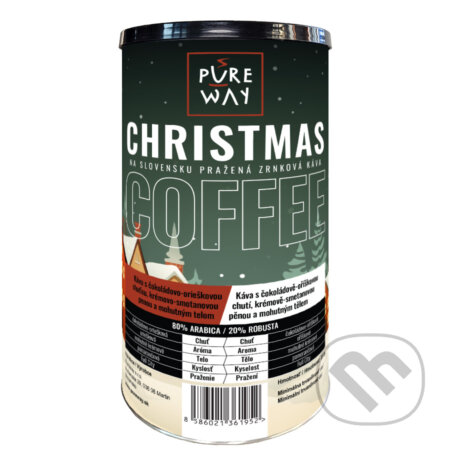 Kávy a čaje: Christmas coffee v darčekovej tube 350 g (Pure Way). Pure Way Kávy a čaje: Christmas coffee v darčekovej tube 350 g (Pure Way). Pure Way
