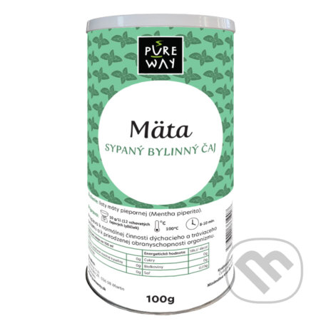 Kávy a čaje: Mäta - sypaný bylinný čaj (v darčekovej tube 100g) (Pure Way). Pure Way Kávy a čaje: Mäta - sypaný bylinný čaj (v darčekovej tube 100g) (Pure Way). Pure Way