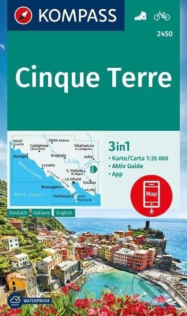Cinque Terre 1:35 000 / turistická mapa 2450 (Kompass). Kompass, 2023 Cinque Terre 1:35 000 / turistická mapa 2450 (Kompass). Kompass, 2023