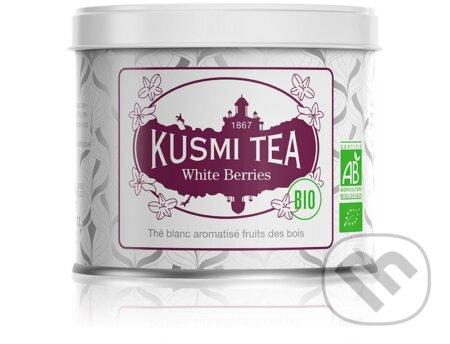 Kávy a čaje: Kusmi Tea Sypaný biely čaj White Berries Bio, kovová dóza 90 g (Kusmi Tea). Kusmi Tea, 2024 Kávy a čaje: Kusmi Tea Sypaný biely čaj White Berries Bio, kovová dóza 90 g (Kusmi Tea). Kusmi Tea, 2024